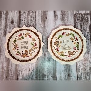 Grasslands Roads 8" Thanksgiving Plates 'So Full' & 'Gobble till you Wobble'